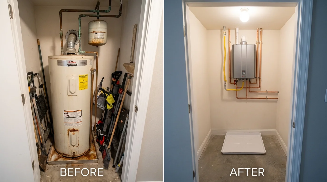 Tank water heater versus wall-mounted tankless unit comparison for Troy, NH homeowners